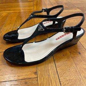 NWT black patent Prada sandals 2013